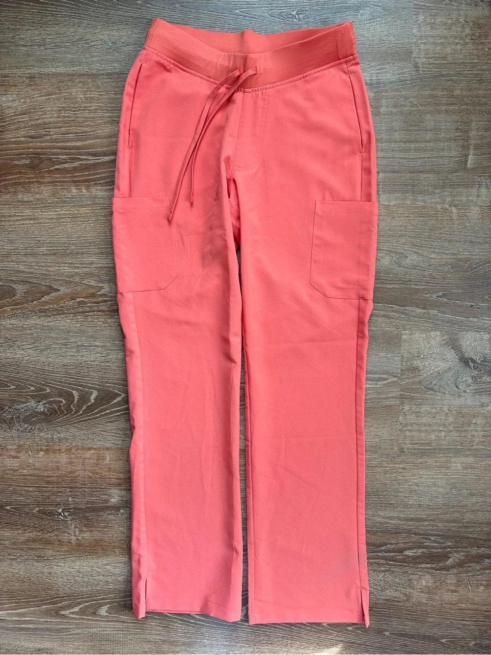 Mandala Women’s High Waisted Wide Leg Scrub Pants Sunkissed Coral XS Regular
